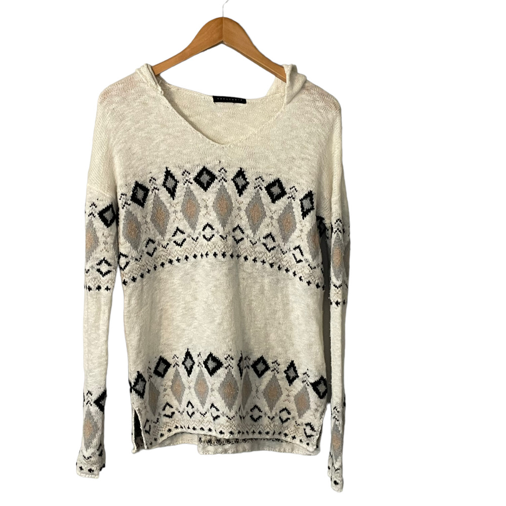 Sanctuary Nordic Hooded Sweater Cotton Wool Mohair Blend Womens size  S/M
